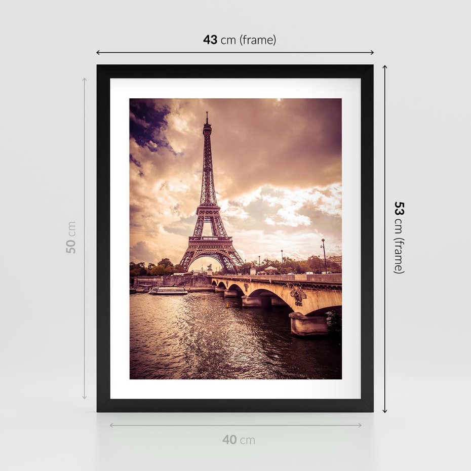 Plakat w ramie 40x50 - Eiffla: ikona Paryża - Eiffla, Paryż - rama czarna