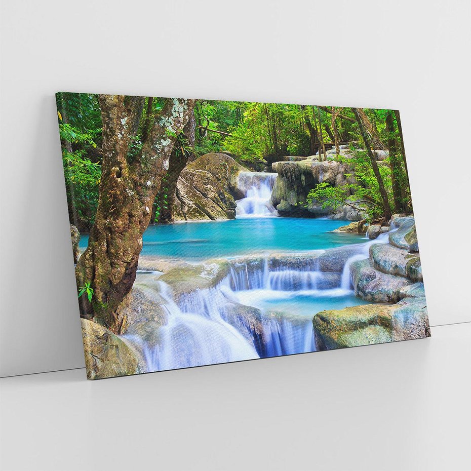 Obraz na płótnie 70x50 - Siła Rzeki i Urok Wodospadu - rzeka, wodospad