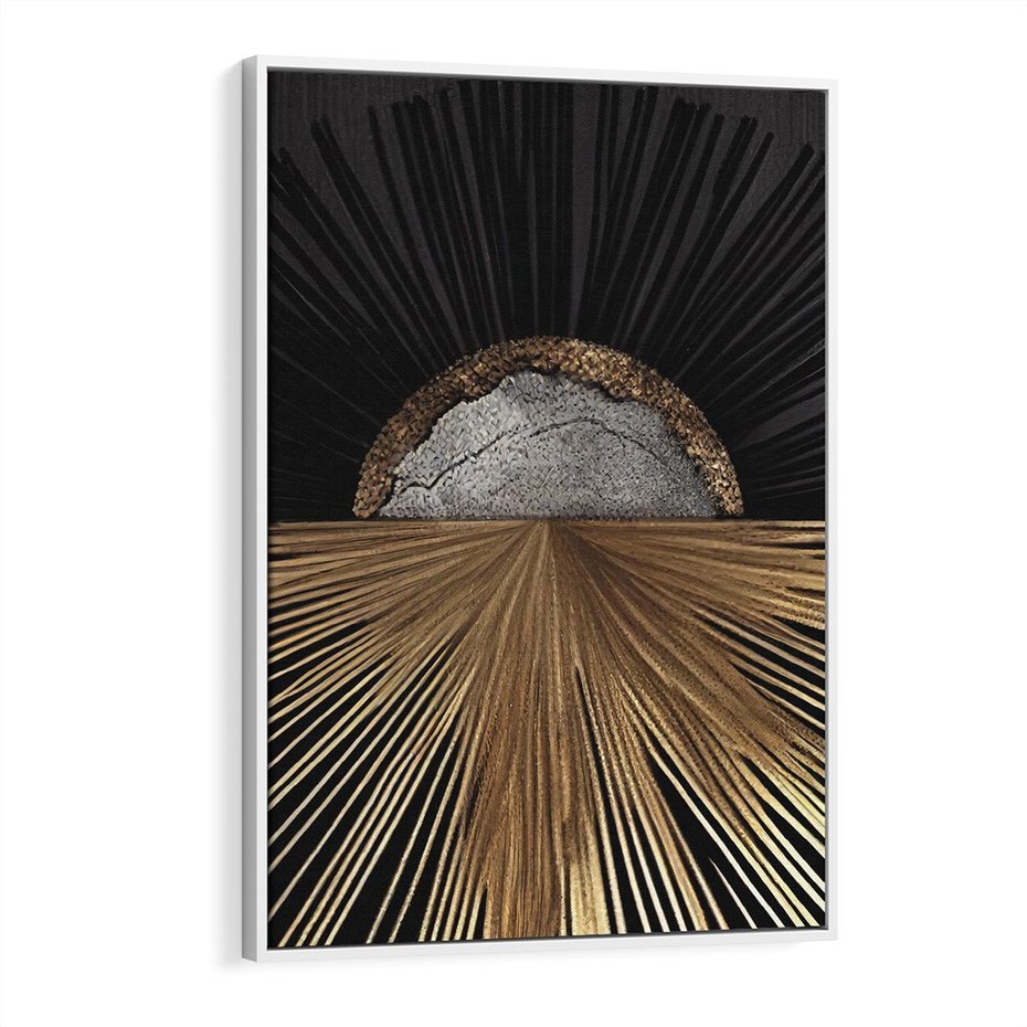 Obraz w ramie 80x120 - Metaliczne Boho Abstrakcje - boho, słońce - rama biała