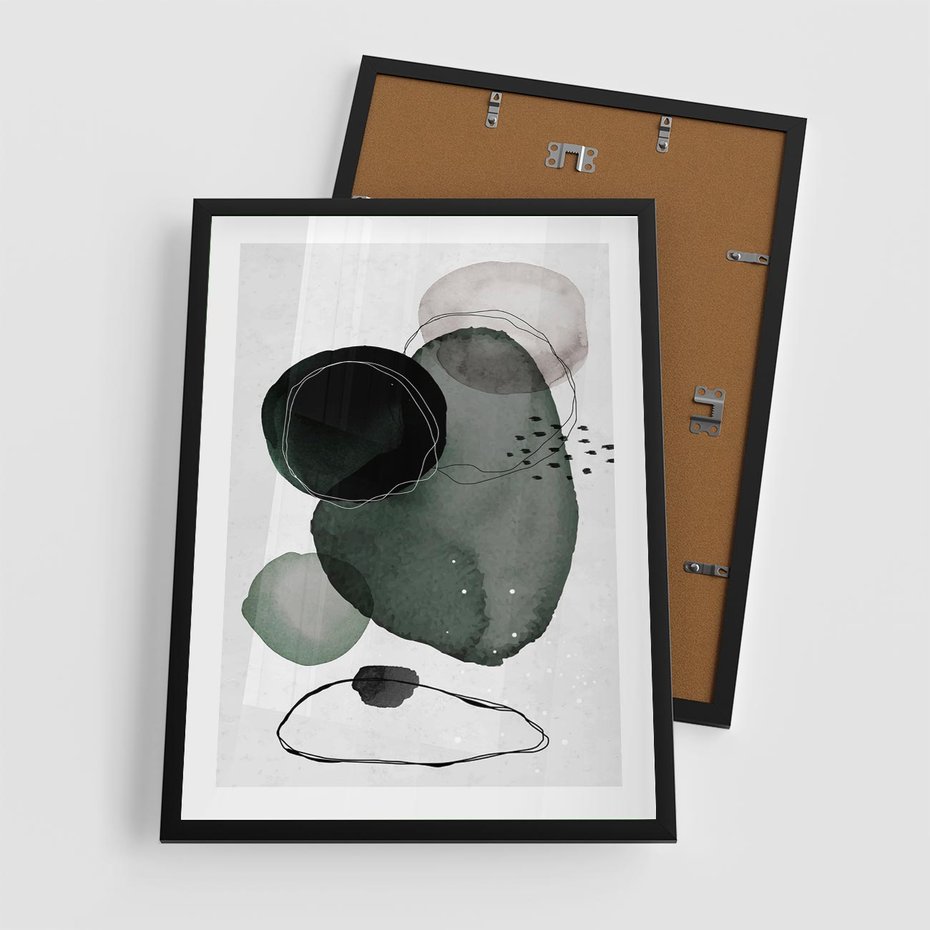 Plakat w ramie 50x70 - Abstrakcyjne Plamy w Akwareli - abstrakcyjne akwarelowe plamy - rama czarna