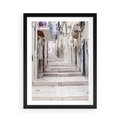 Plakat w ramie 50x70 - Urokliwa uliczka w perspektywie - uliczka, perspektywa - rama czarna