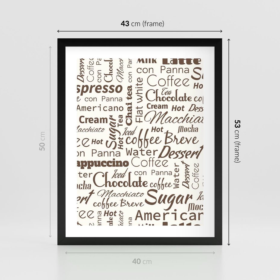 Plakat w ramie 40x50 - Kawa w Stylu Coffee - kawa, coffee - rama czarna