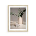 Plakat w ramie 30x40 - Eukaliptusowe liście w okularach - liście, eukaliptus - rama drewno