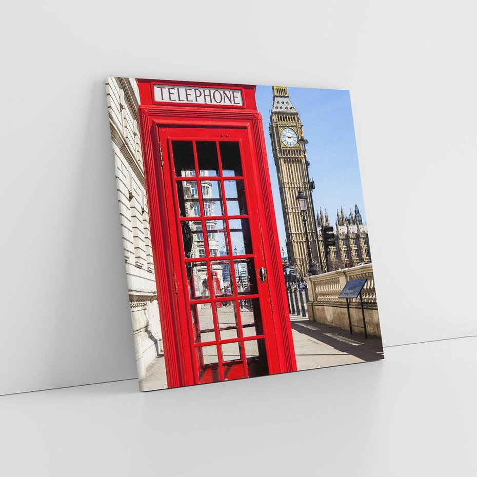 Obraz na płótnie 50x50 - Ikoniczna budka telefoniczna w Londynie - budka, telefoniczna