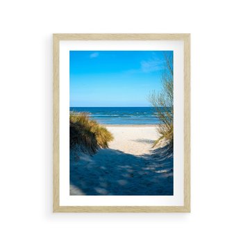 Plakat w ramie 40x50 - Spokój nad brzegiem morza - plaża, morze - rama drewno