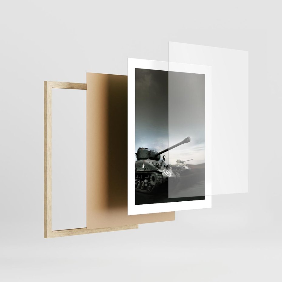 Plakat w ramie 30x40 - Siła i determinacja: czołgi wojenne - czołgi, wojna - rama drewno