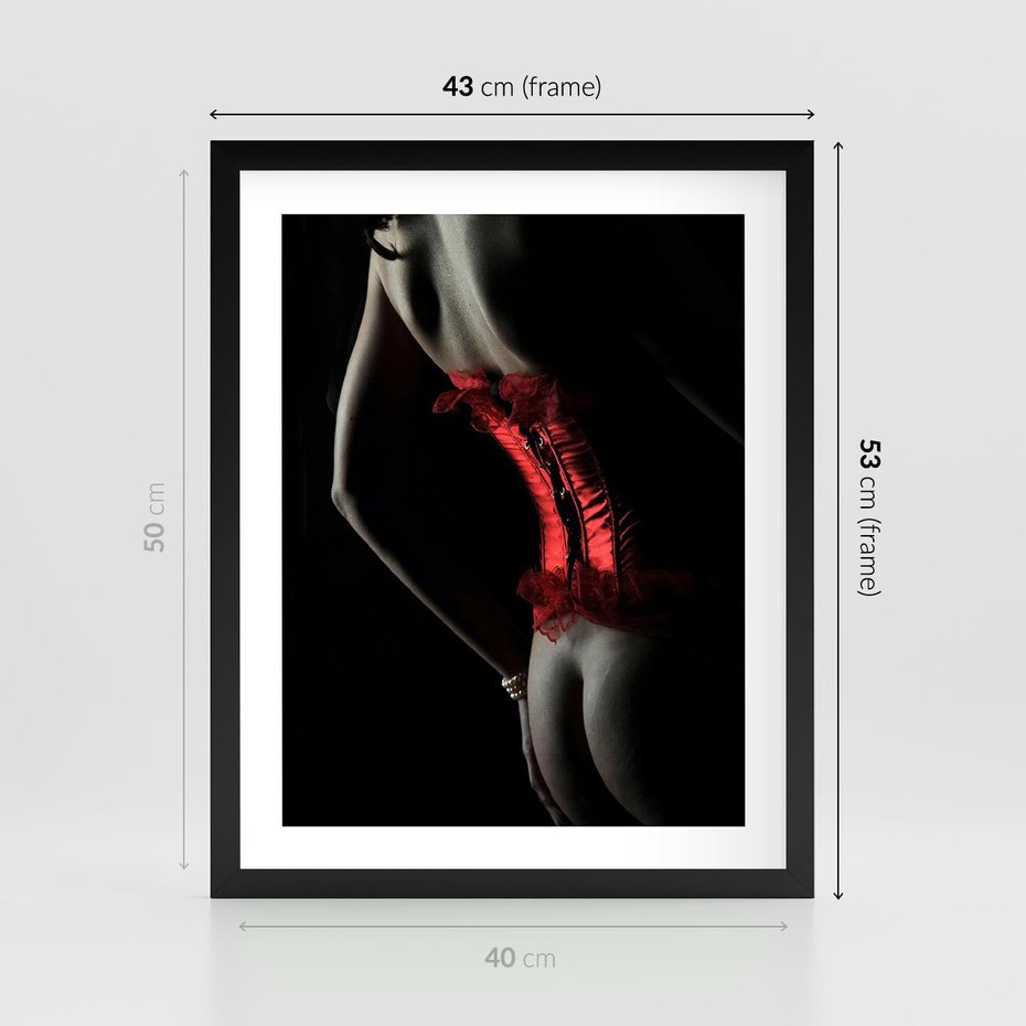 Plakat w ramie 40x50 - Piękno i Siła - akt, kobieta - rama czarna