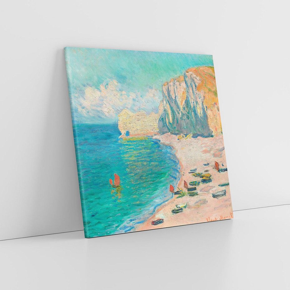 Obraz na płótnie 60x60 - "The Beach and the Falaise d'Amont" (1885) Claude Monet - Reprodukcja - reprodukcja, obraz na płótnie