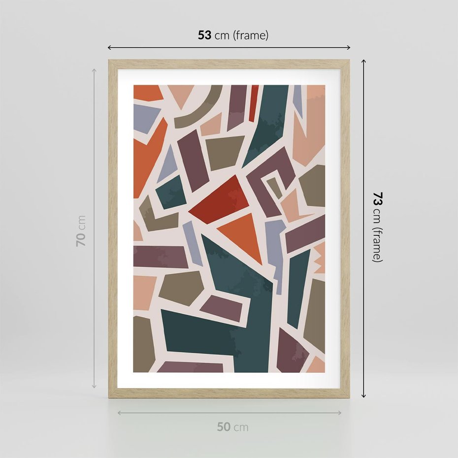 Plakat w ramie 50x70 - Modernistyczna Transcendencja - geometryczne kształty, mozaika - rama drewno