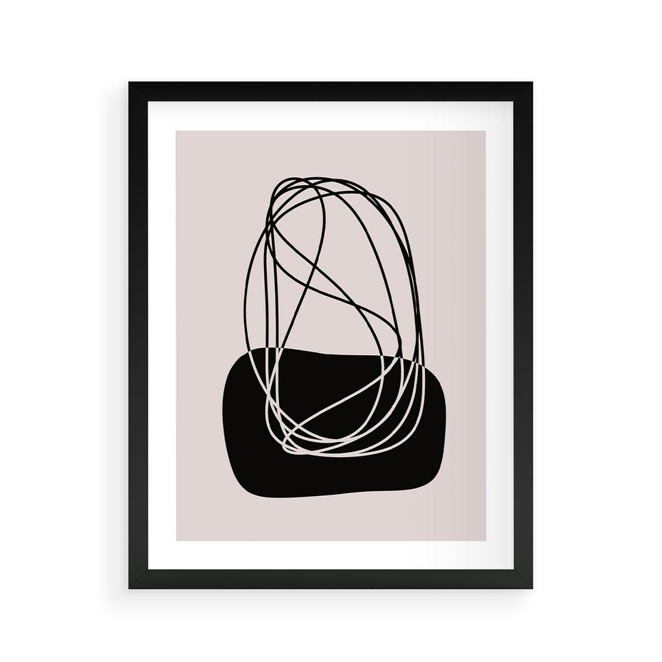 Plakat w ramie 40x50 - Linie Eksploracji - abstrakcyjne szkicowane linie, minimalizm - rama czarna