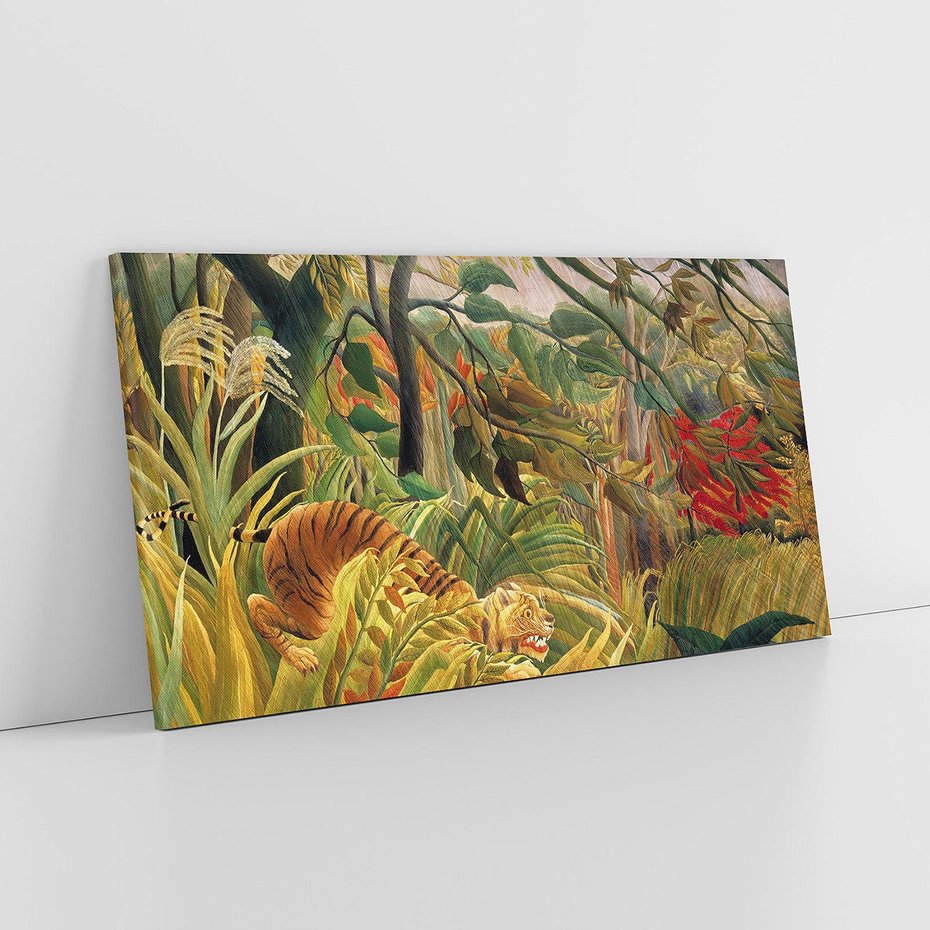 Obraz na płótnie 120x60 - "Tygrys w tropikalnej burzy" (1891) Henri Rousseau - Reprodukcja - reprodukcja, obraz na płótnie