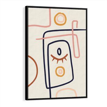 Obraz w ramie 50x70 - Manifestacje Dziwności - abstrakcja w stylu picasso, beżowe tło - rama czarna