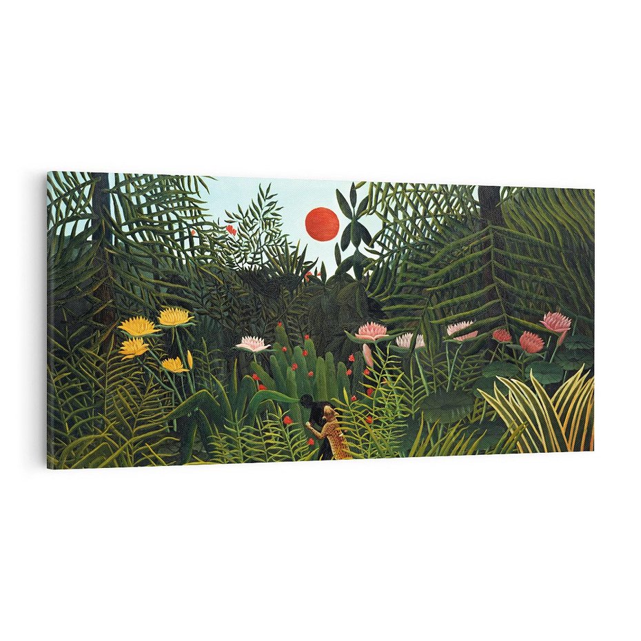 Obraz na płótnie 140x70 - "Virgin Forest with Sunset " (1910) Henriego Rousseau - reprodukcja, obraz na płótnie