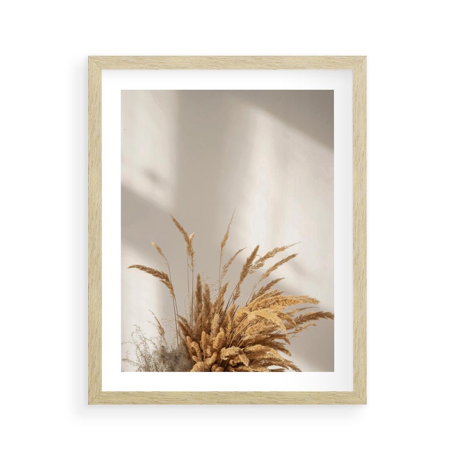 Plakat w ramie 40x50 - Natura i Elegancja: Obraz Boho - trawy, boho - rama drewno