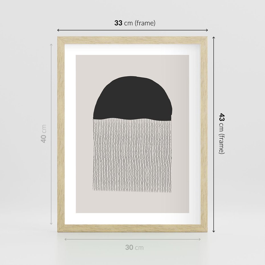 Plakat w ramie 30x40 - Wewnętrzne Widzenia - abstrakcyjna kompozycja, półkole - rama drewno