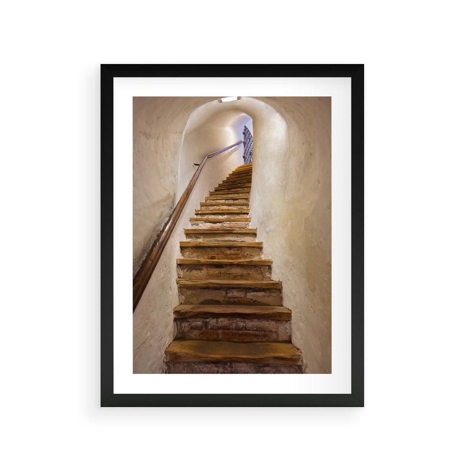 Plakat w ramie 30x40 - Schody Wymiarów - schody, tunel - rama czarna