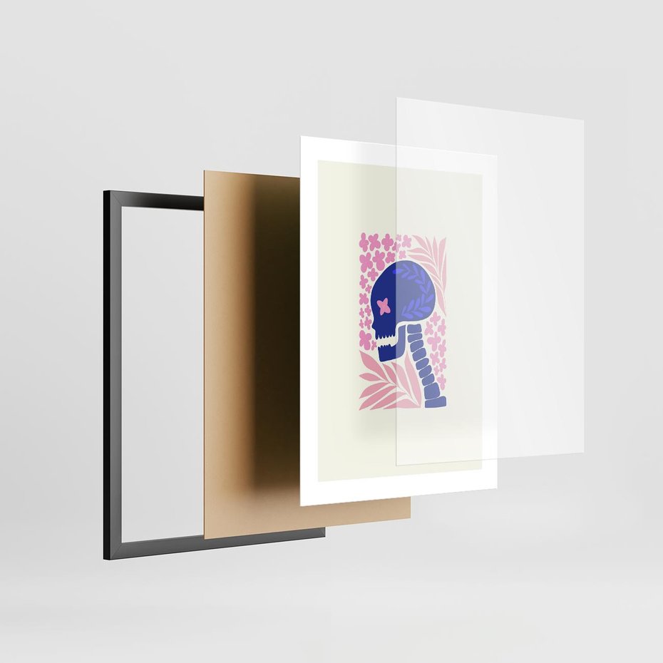 Plakat w ramie 30x40 - Żart z Czaszką - abstrakcja, sztuka nowoczesna - rama czarna