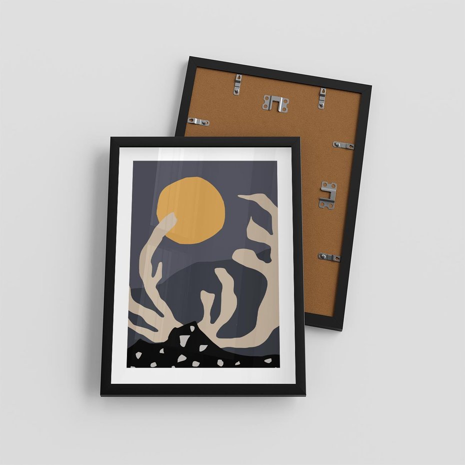 Plakat w ramie 30x40 - Tajemniczy Księżyc - nowoczesna sztuka, plakat - rama czarna