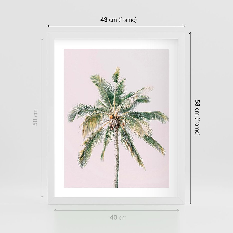 Plakat w ramie 40x50 - Błogość Tropików - palma, tropiki - rama biała