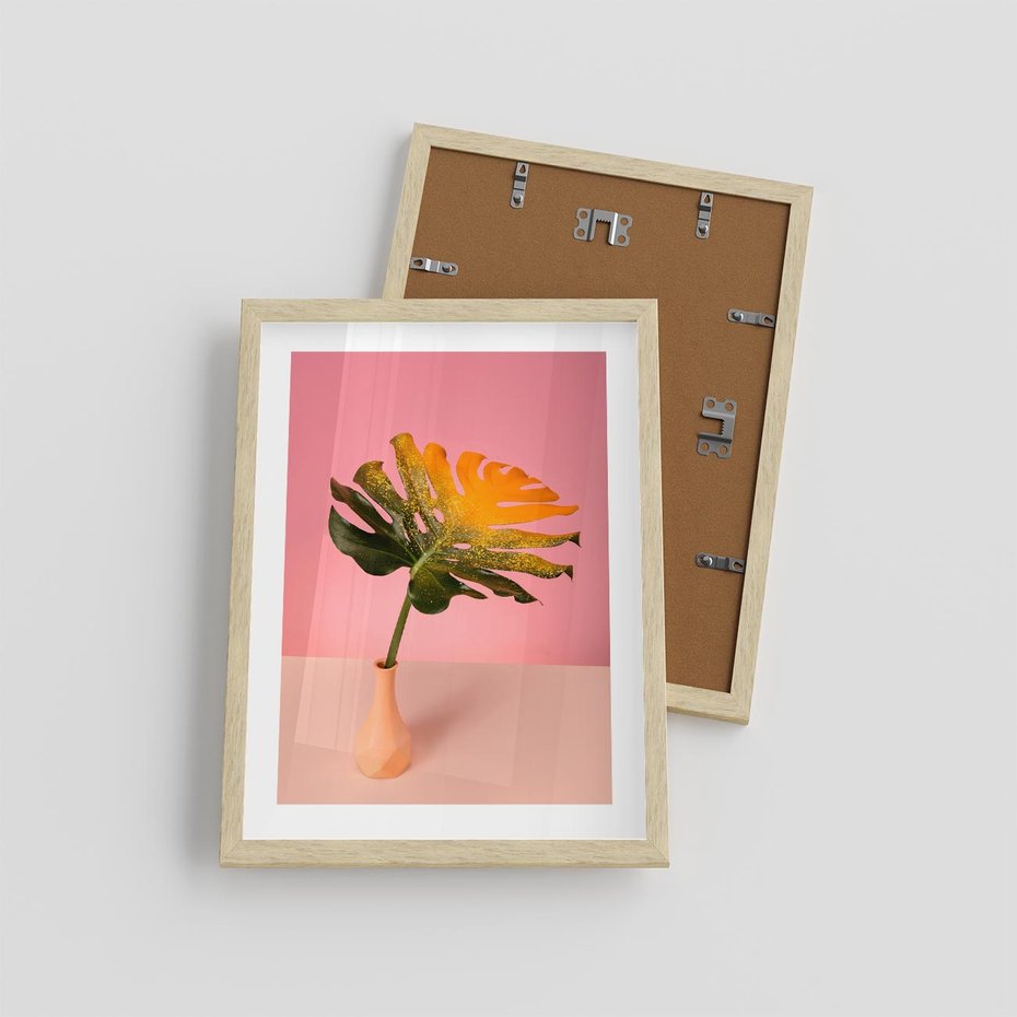 Plakat w ramie 30x40 - Egzotyczna monstera - monstera, liść - rama drewno