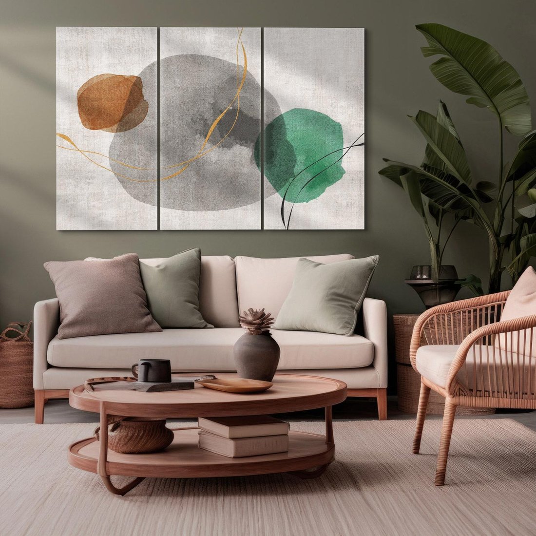 Obraz na płótnie 120x80 - Delikatne Plamy - akwarelowe plamy, złote linie