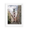 Plakat w ramie 50x70 - Magia perspektywy uliczki - uliczka, perspektywa - rama biała