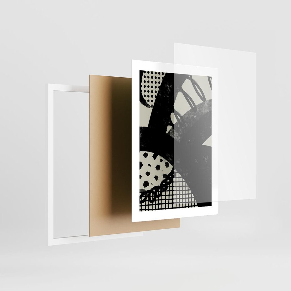 Plakat w ramie 30x40 - Nieznanie Zaskoczenia - bstrakcyjna mroczna kompozycja, nieregularne - rama biała