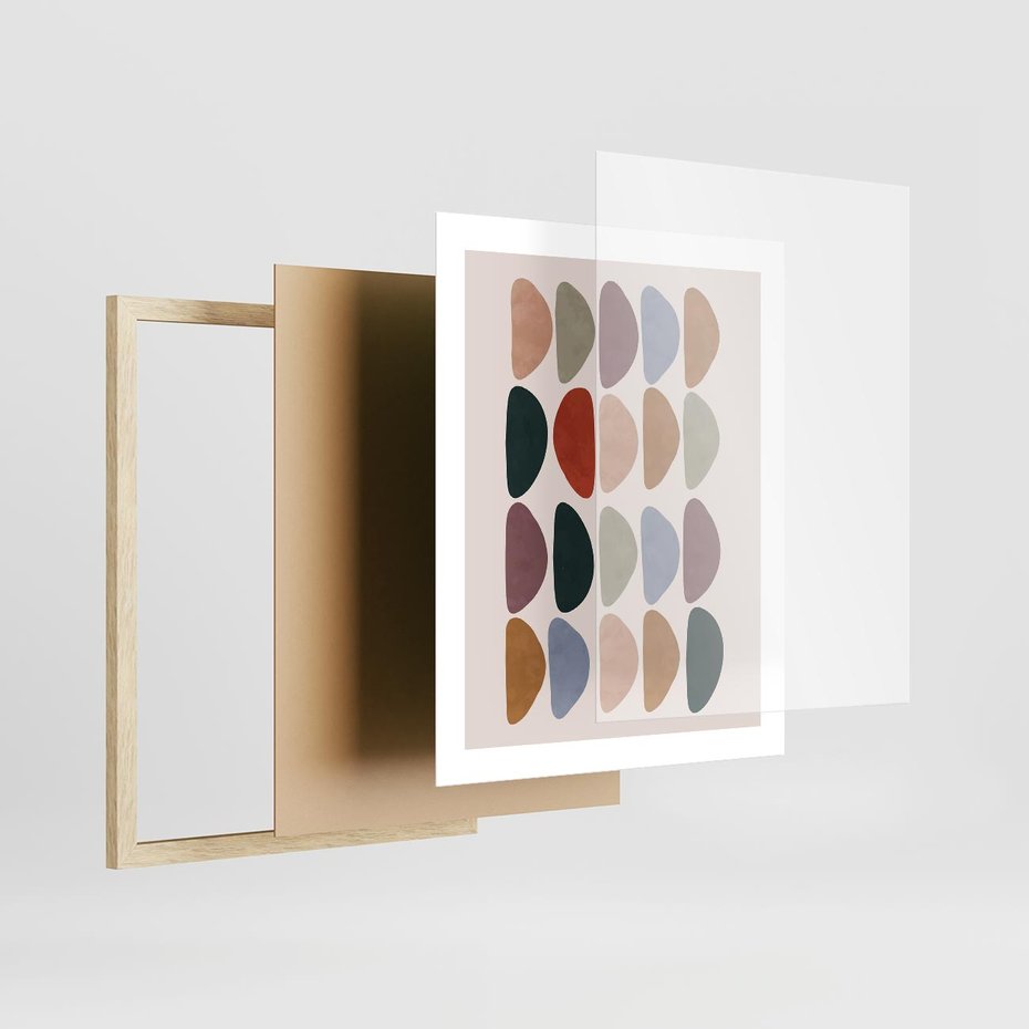 Plakat w ramie 40x50 - Granice Boho - abstrakcyjny obraz, geometryczna kompozycja - rama drewno