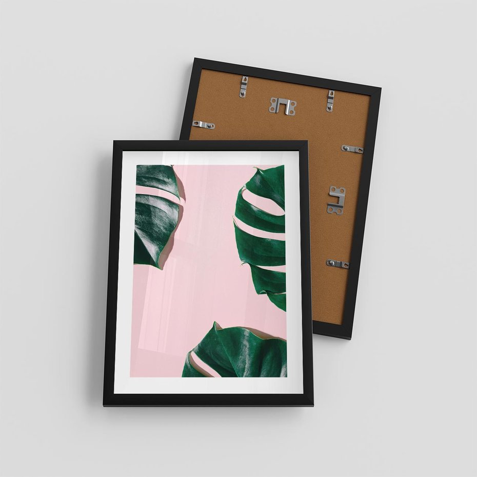 Plakat w ramie 30x40 - Minimalizm Natury - minimalizm, liście monstery - rama czarna