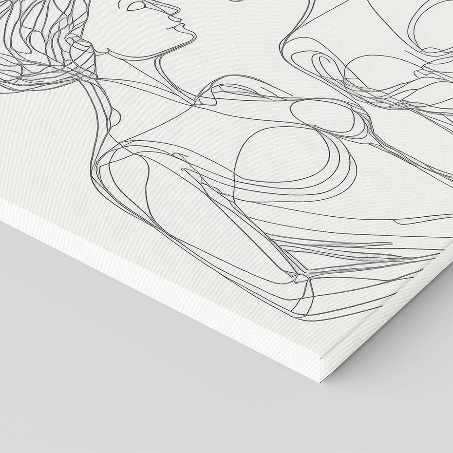 Obraz na płótnie 60x60 - Dialog z cieniami duszy - sztuka one line art, jedna kreska