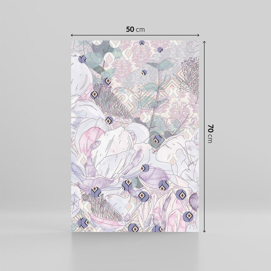 Obraz na płótnie 50x70 - Malowane oddechy istnienia - pomieszane tekstury, kwiatowe elementy