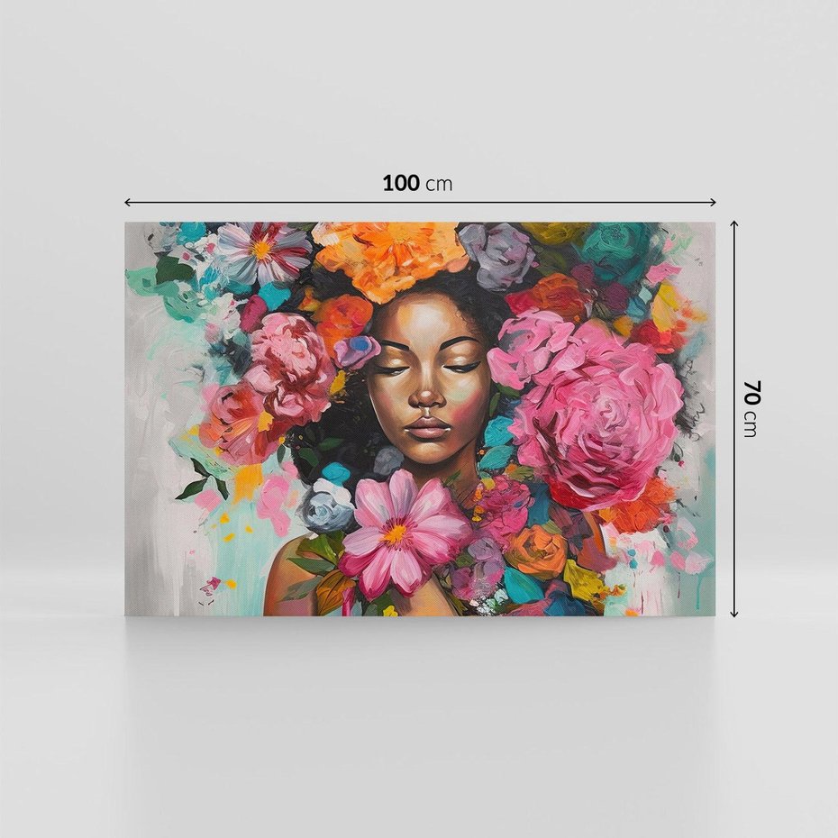 Obraz na płótnie 100x70 - Z Głową w Kwiatach - obraz olejny, sztuka nowoczesna