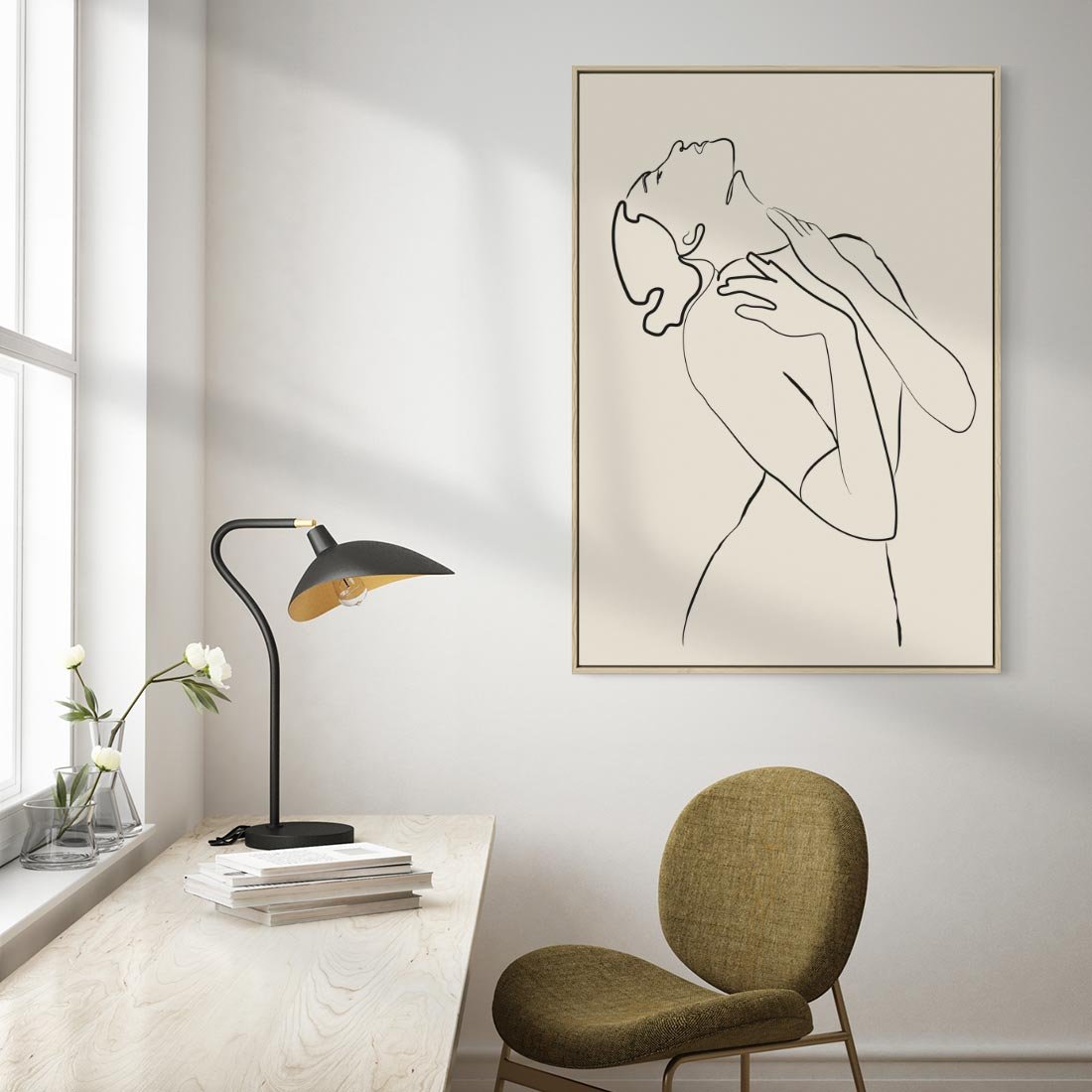 Obraz w ramie 50x70 - Bezkresny Taniec - kobieta, szkic - rama drewno