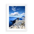 Plakat w ramie 50x70 - Magiczne Widoki - Santorini, perspektywa - rama biała