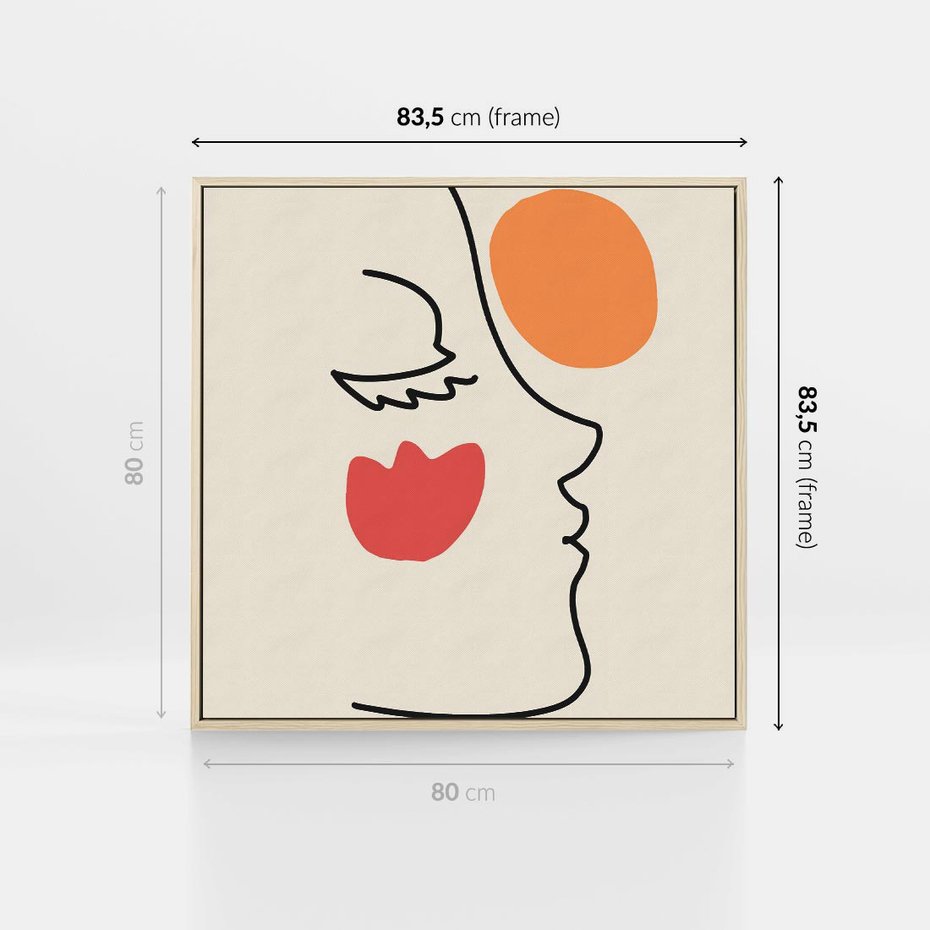 Obraz w ramie 80x80 - Taniec Przenikających Plam - abstrakcyjny obraz, przypomina twarz - rama drewno