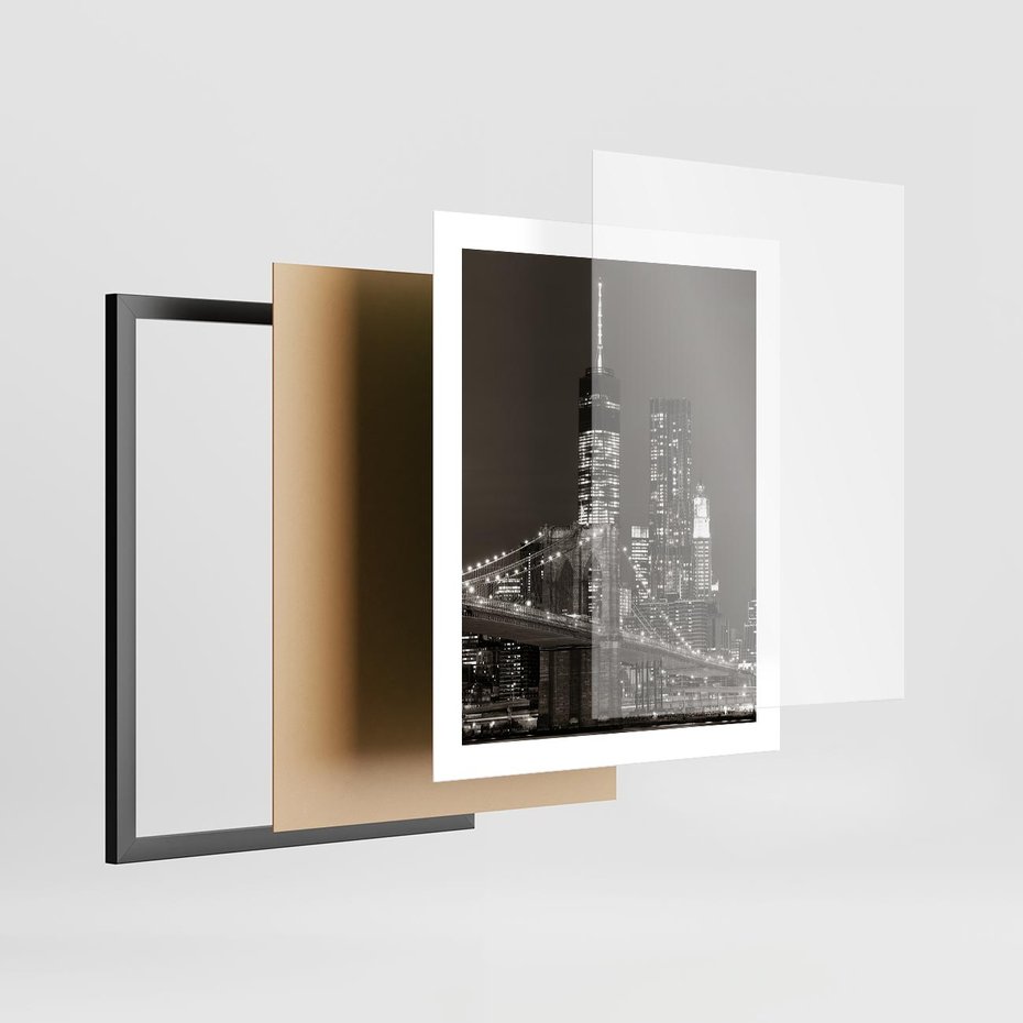 Plakat w ramie 40x50 - Magia miasta nocą - miasto, noc - rama czarna