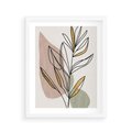 Plakat w ramie 40x50 - Impulsy Subtelnej Harmonii - abstrakcyjny obraz boho, liście - rama biała