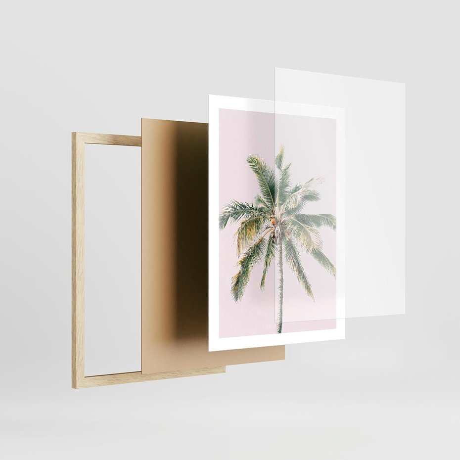 Plakat w ramie 50x70 - Błogość Tropików - palma, tropiki - rama drewno
