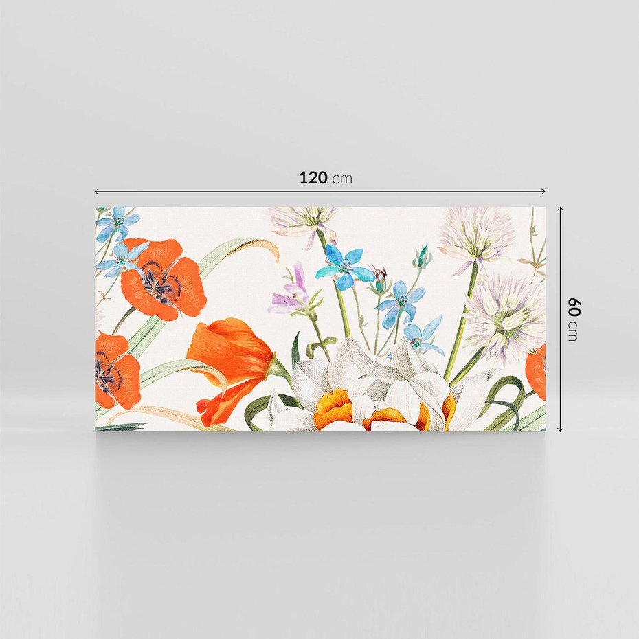 Obraz na płótnie 120x60 - Polne Kwiaty - polne kwiaty, na białym tle