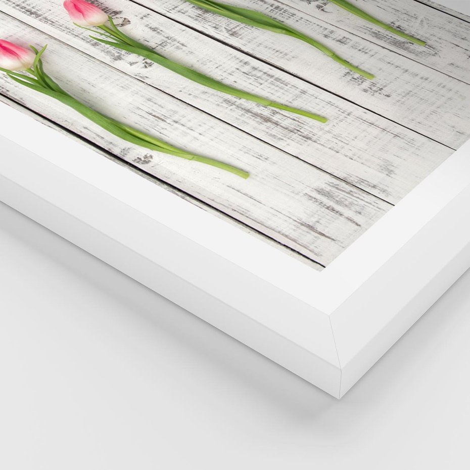 Plakat w ramie 50x70 - Kwintesencja Piękna - kwiaty, tulipany - rama biała