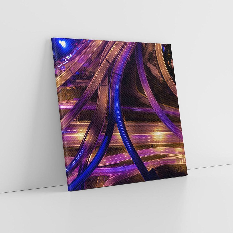 Obraz na płótnie 40x40 - Wiadukty i autostrada - Węzeł drogowy w USA - wiadukty, autostrada