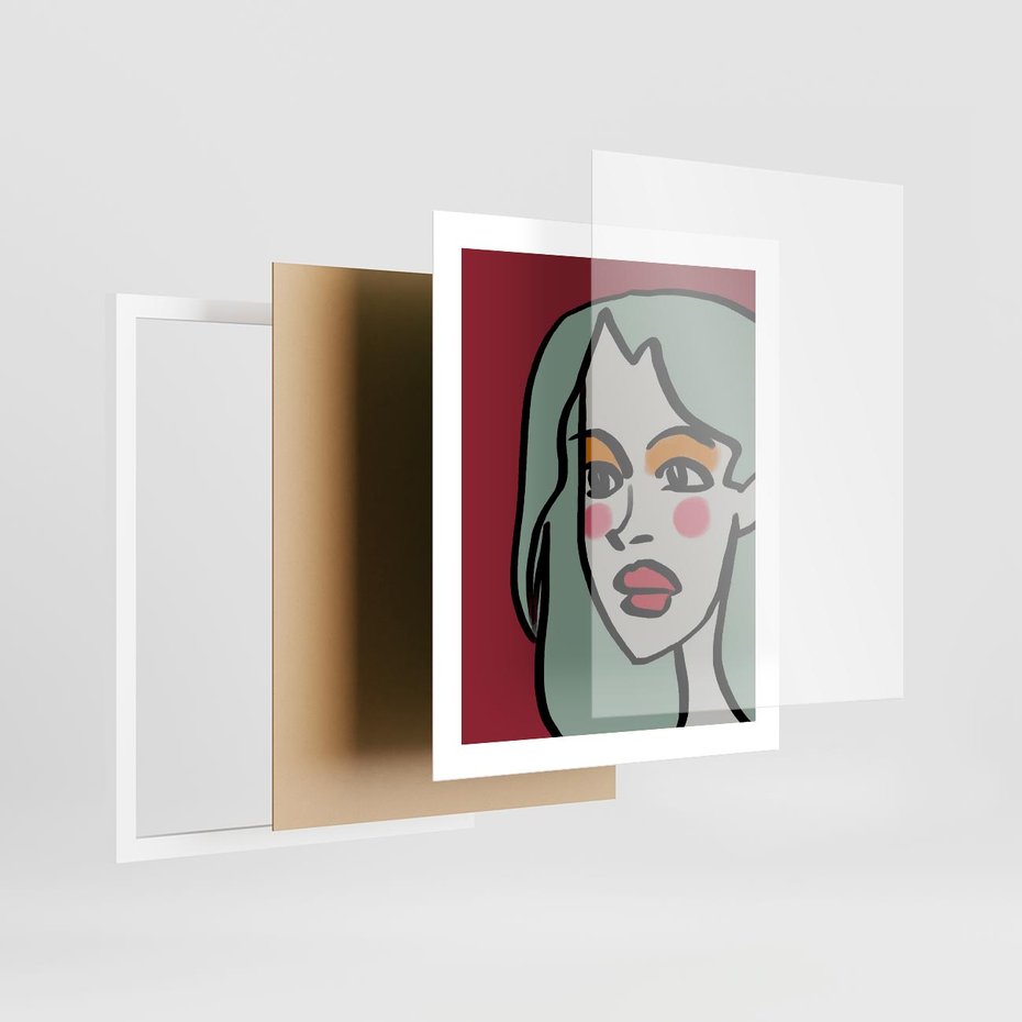 Plakat w ramie 40x50 - Ekspresja Linii - nowoczesny plakat, mocna linie - rama biała