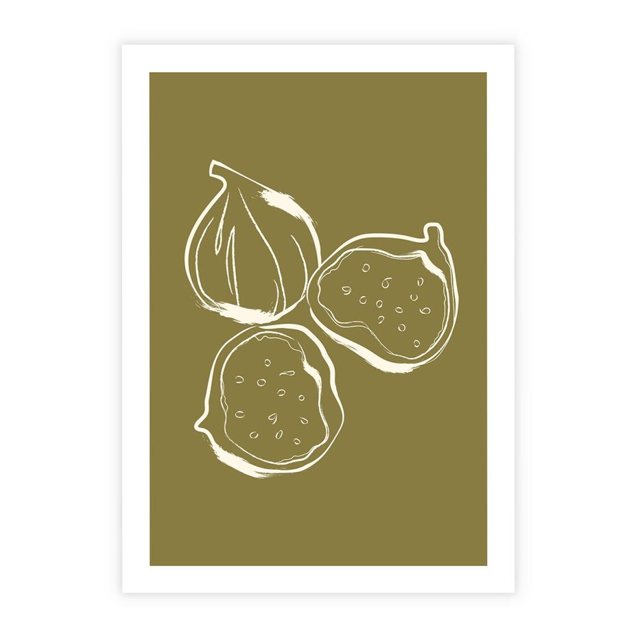 Plakat bez ramy 21x30 - Podróżne Barwy - figi, minimalistyczny styl