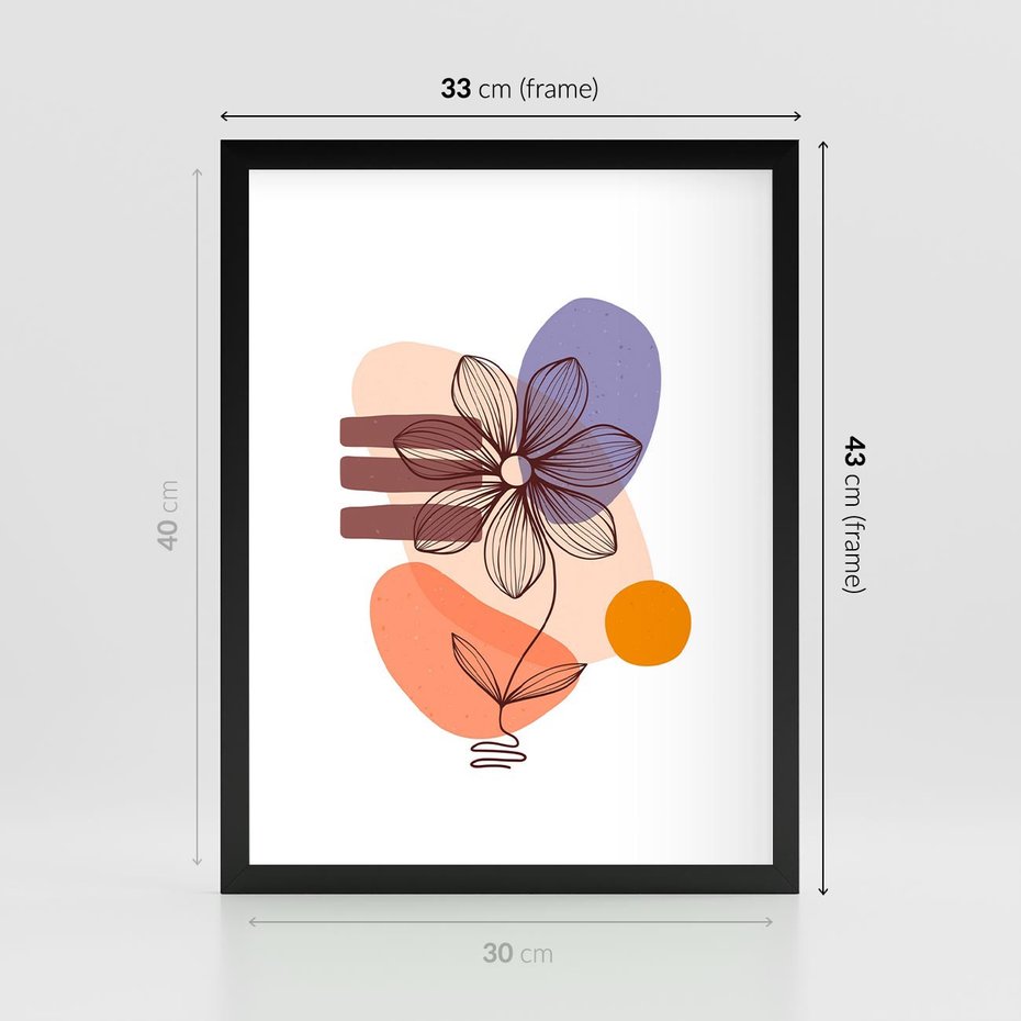 Plakat w ramie 30x40 - Migocące Odbicia Kwiatów - abstrakcyjna sztuka, plamy - rama czarna