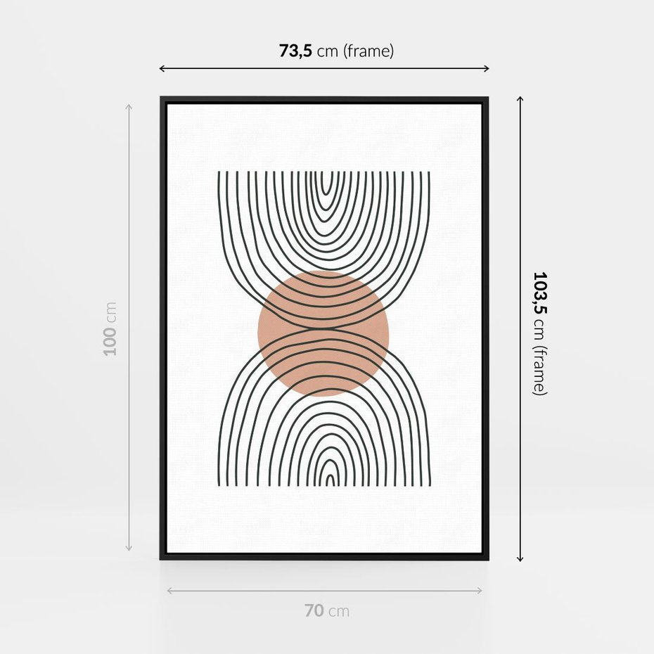 Obraz w ramie 70x100 - Przenikające Widzenia - półkola, koło - rama czarna