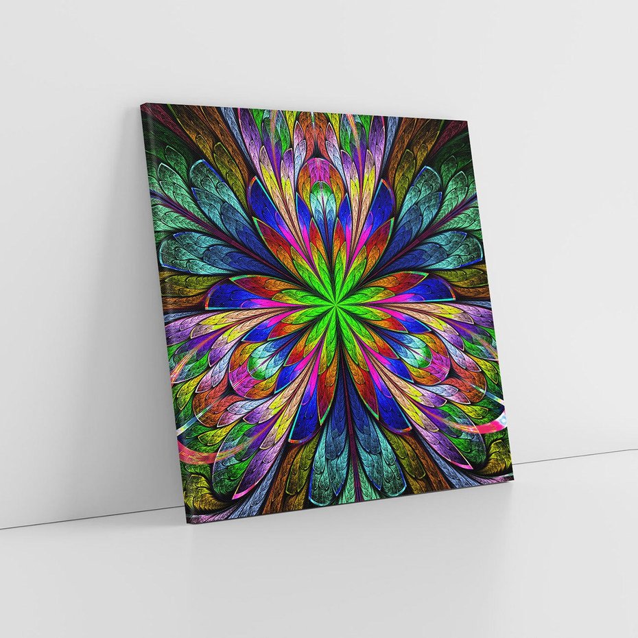 Obraz na płótnie 60x60 - Witrażowa magia na płótnie - witraż, sztuka