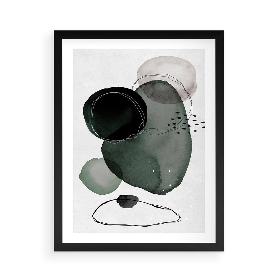 Plakat w ramie 50x70 - Abstrakcyjne Plamy w Akwareli - abstrakcyjne akwarelowe plamy - rama czarna