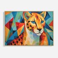 Obraz w ramie 70x50 - Dzikie Piękno - abstrakcyjny portret geparda, intensywne kolory - rama drewno