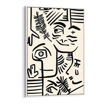 Obraz w ramie 70x100 - Ekspresyjne Odbicia Współczesności - abstrakcyjna grafika, minimalizm - rama biała