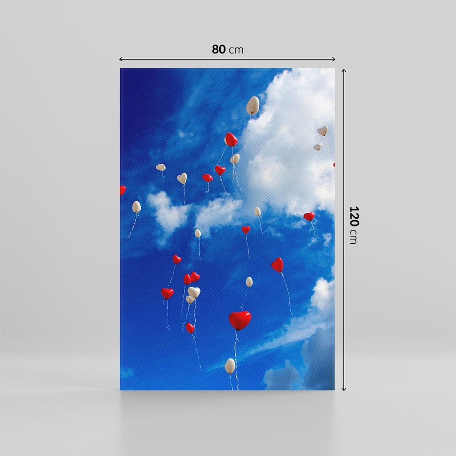 Obraz na płótnie 80x120 - Balony - Serca na niebie - balony, serca